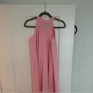 High-Neck Pink Swing Dress - Women's Sleeveless Dress size L